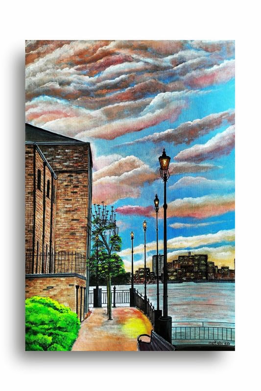 Art to Doors | City And The Lake | Artist Sudesh Kundley | Vertical | Art Prints | Home Decor | Wall Decor | Gift Items | Wall Art | Canvas Frame