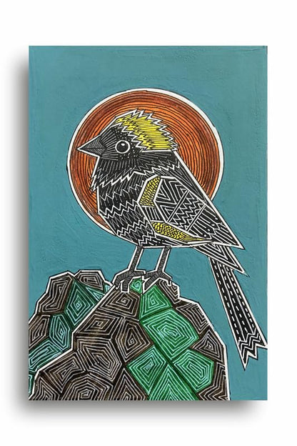 Art to Doors | Ape Finch | Artist Puja Kumari | Vertical | Art Prints | Home Decor | Wall Art | Gift Items | Canvas Frame