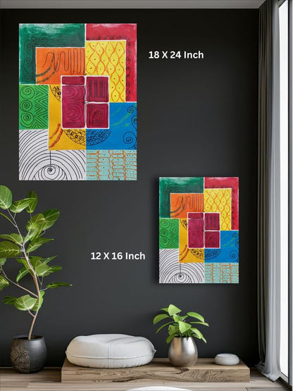 Art to Doors | Tribal Cubism | Artist Ajay Pratap Singh Rathore | Rectangle | Art Print | Home Decor | Wall Decor | Gift Items | Canvas Frame