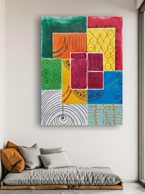Art to Doors | Tribal Cubism | Artist Ajay Pratap Singh Rathore | Rectangle | Art Print | Home Decor | Wall Decor | Gift Items | Canvas Frame