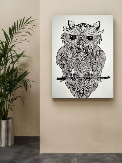 Art to Doors| Owl mandala art | Artist Sapna | Rectangle | Art Print | Home Decor | Wall Decor | Gift Items | Canvas Frame