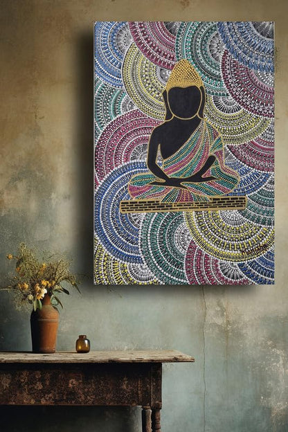 Art to Doors| Peace Within- The Buddha | Artist Manisha Ghoshal | Rectangle | Art Print | Home Decor | Wall Decor | Gift Items | Canvas Frame