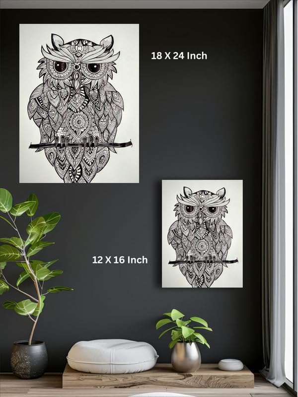 Art to Doors| Owl mandala art | Artist Sapna | Rectangle | Art Print | Home Decor | Wall Decor | Gift Items | Canvas Frame