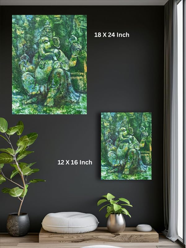 Art to Doors| Lord Ganesha | Artist Madhumita Shaw | Rectangle | Art Print | Home Decor | Wall Decor | Gift Items | Canvas Frame
