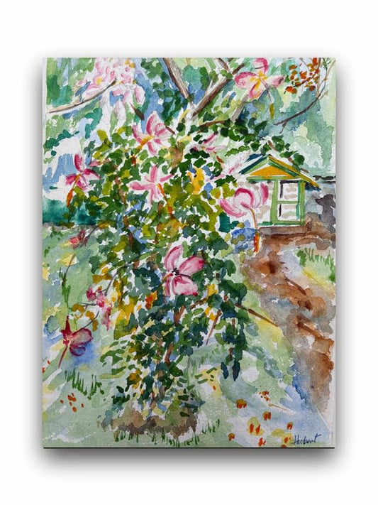 Art to Doors| Scenery Painting: Hibiscus In The Nalla Park, Pune| Artist Hubert Braganza| Rectangle | Art Print | Home Decor | Wall Decor | Gift Items | Canvas Frame