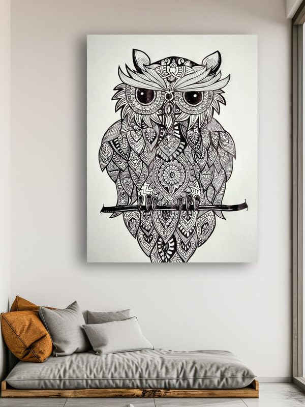 Art to Doors| Owl mandala art | Artist Sapna | Rectangle | Art Print | Home Decor | Wall Decor | Gift Items | Canvas Frame