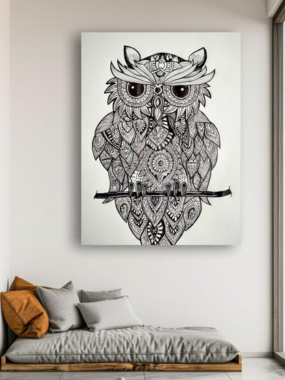 Art to Doors| Owl mandala art | Artist Sapna | Rectangle | Art Print | Home Decor | Wall Decor | Gift Items | Canvas Frame