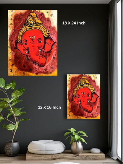 Art to Doors | Red Color Ganesha Art | Artist Surekha S | Vertical | Art Print | Home Decor | Wall Decor | Gift Items | Wall Art
