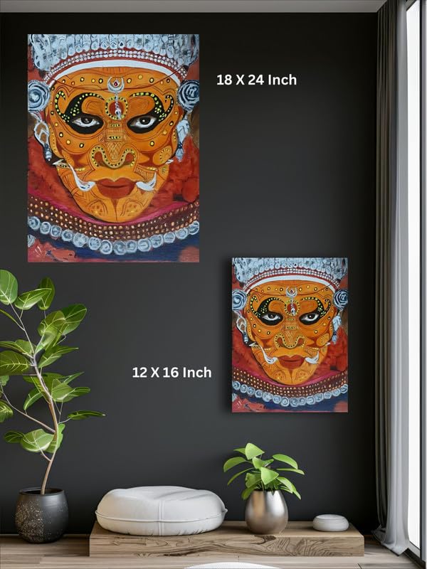 Art to Doors| Theyyam Kerala Traditional Dance Acralyic Paint| Artist Saravanan Varatharajan| Rectangle | Art Print | Home Decor | Wall Decor | Gift Items | Canvas Frame