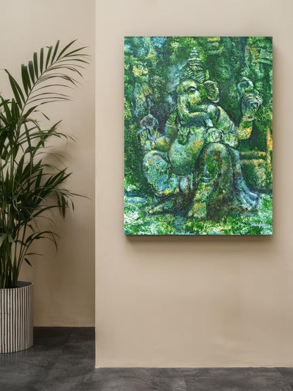 Art to Doors| Lord Ganesha | Artist Madhumita Shaw | Rectangle | Art Print | Home Decor | Wall Decor | Gift Items | Canvas Frame