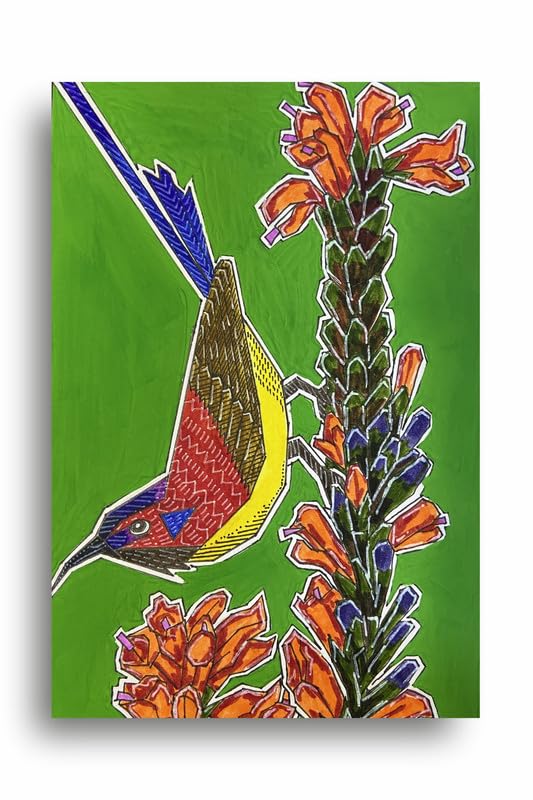 Art to Doors | Sunbird | Artist Puja Kumari | Vertical | Art Prints | Home Decor | Wall Art | Gift Items | Canvas Frame