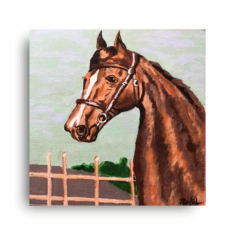 Art to Doors| Brown Stallion | Artist Butul Razvi | Square | Art Print | Home Decor | Wall Decor | Gift Items | Canvas Frame