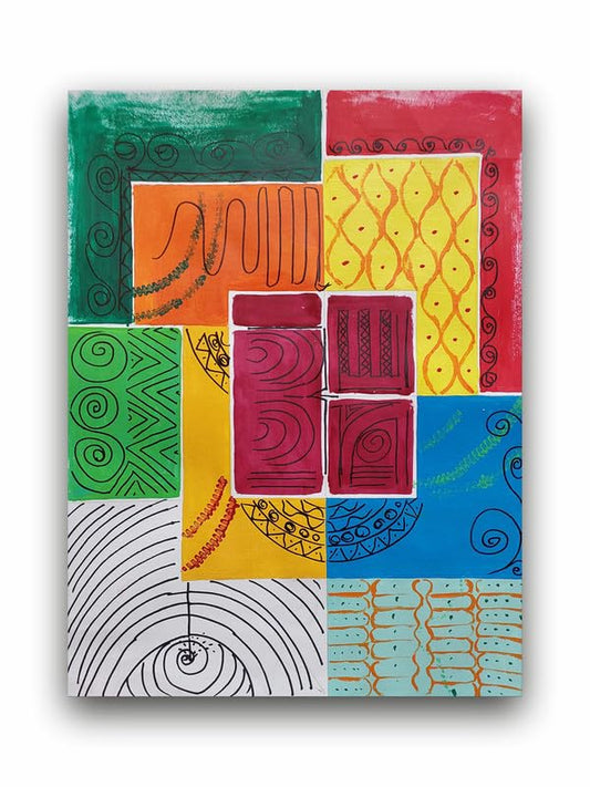 Art to Doors | Tribal Cubism | Artist Ajay Pratap Singh Rathore | Rectangle | Art Print | Home Decor | Wall Decor | Gift Items | Canvas Frame