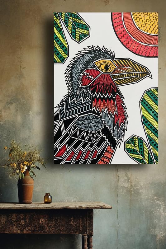 Art to Doors | Bearded Barbet | Artist Puja Kumari | Vertical | Art Prints | Home Decor | Wall Art | Gift Items | Canvas Frame