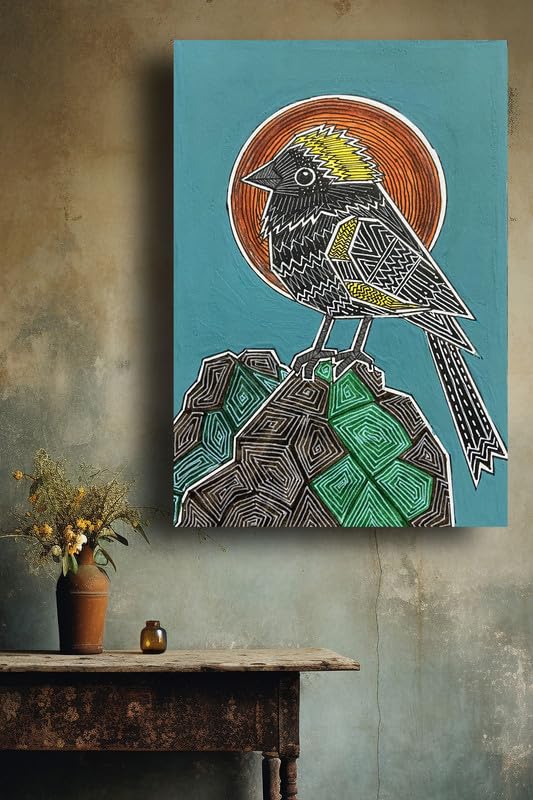 Art to Doors | Ape Finch | Artist Puja Kumari | Vertical | Art Prints | Home Decor | Wall Art | Gift Items | Canvas Frame