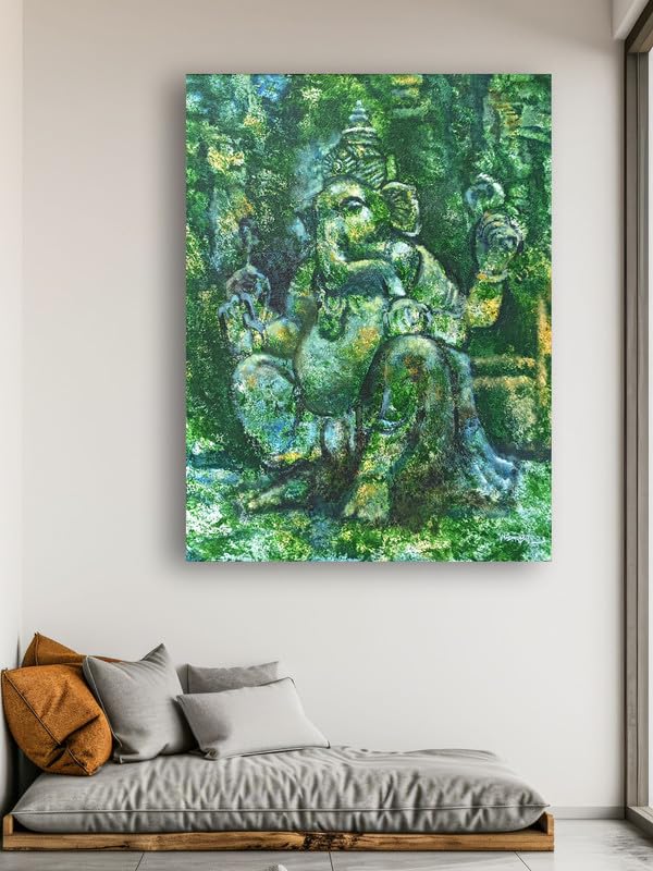 Art to Doors| Lord Ganesha | Artist Madhumita Shaw | Rectangle | Art Print | Home Decor | Wall Decor | Gift Items | Canvas Frame