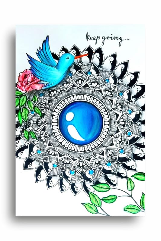 Art to Doors| Mandala Wings Of Determination| Artist Kalakarish | Rectangle | Art Print | Home Decor | Wall Decor | Gift Items | Canvas Frame