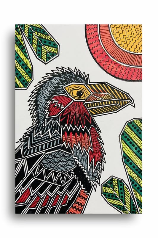 Art to Doors | Bearded Barbet | Artist Puja Kumari | Vertical | Art Prints | Home Decor | Wall Art | Gift Items | Canvas Frame