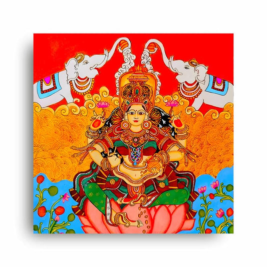 Art to Doors| Goddess Maha Lakshmi | Artist Srilatha S | Square | Art Print | Home Decor | Wall Decor | Gift Items | Canvas Frame
