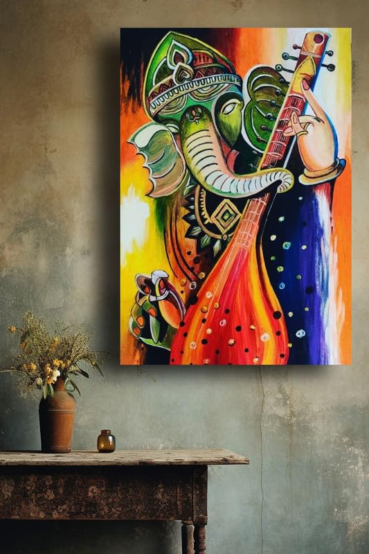 Art to Doors| Ganeshji Painting | Artist Tanvi Lunia | Rectangle | Art Print | Home Decor | Wall Decor | Gift Items | Canvas Frame