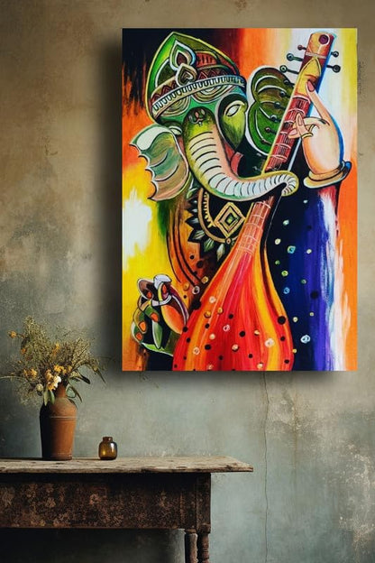 Art to Doors| Ganeshji Painting | Artist Tanvi Lunia | Rectangle | Art Print | Home Decor | Wall Decor | Gift Items | Canvas Frame